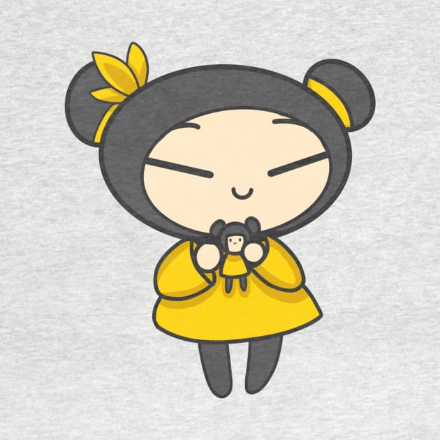 Yellow Pucca with a Doll by aishiiart
